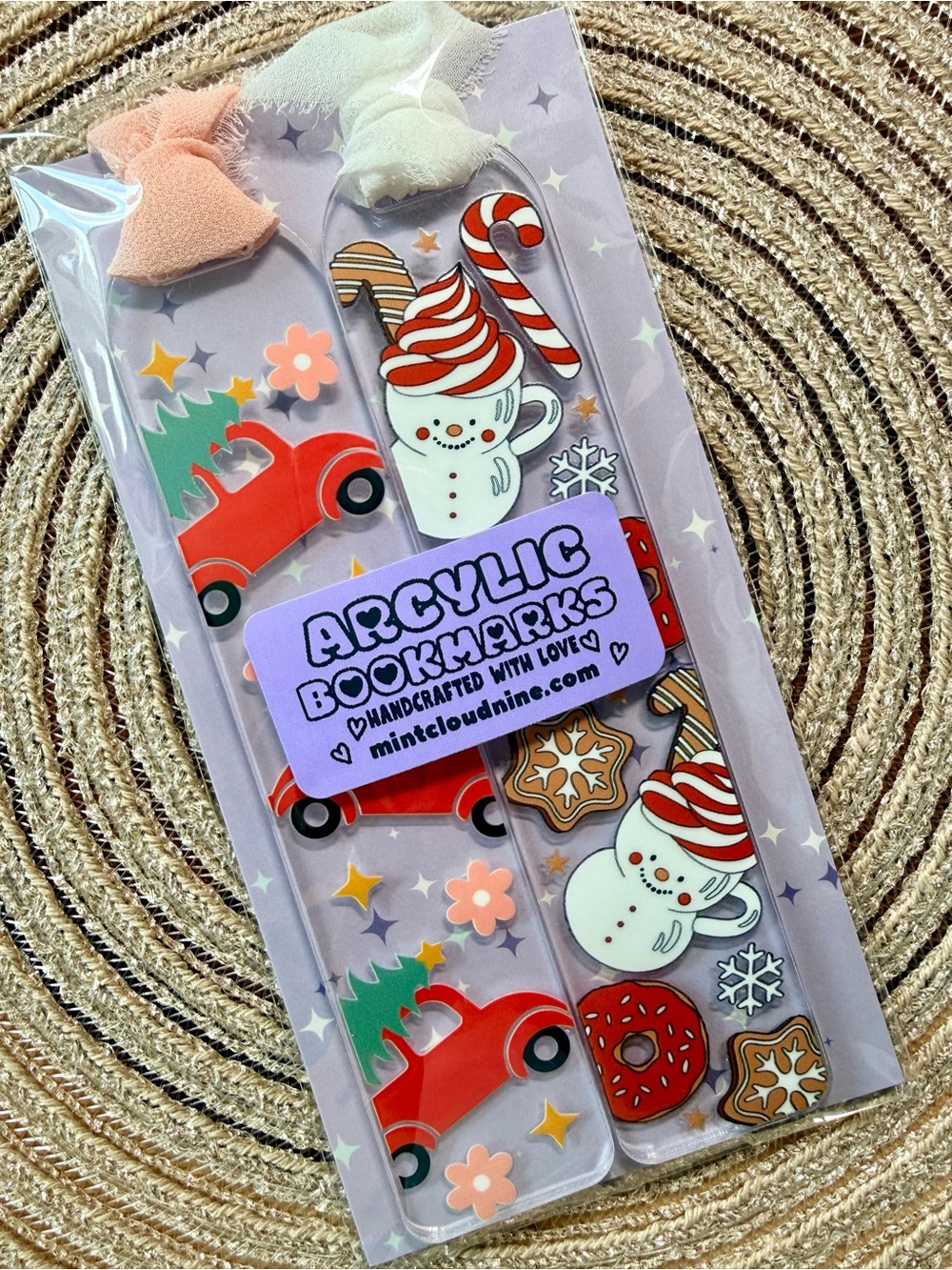 ☁️ 3/$30☁️ 2 PACK HANDCRAFTED ACRYLIC BOOKMARK BY MINTCLOUDNINE - HOT COCOA